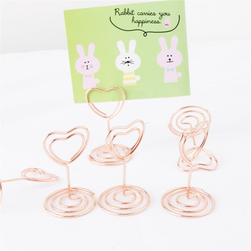 JANOU Mini Heart Shape Photo Stand Place Card Memo Holder Note Clip for Wedding Party Decoration Pack 10pcs (Rose Gold) - Image 3